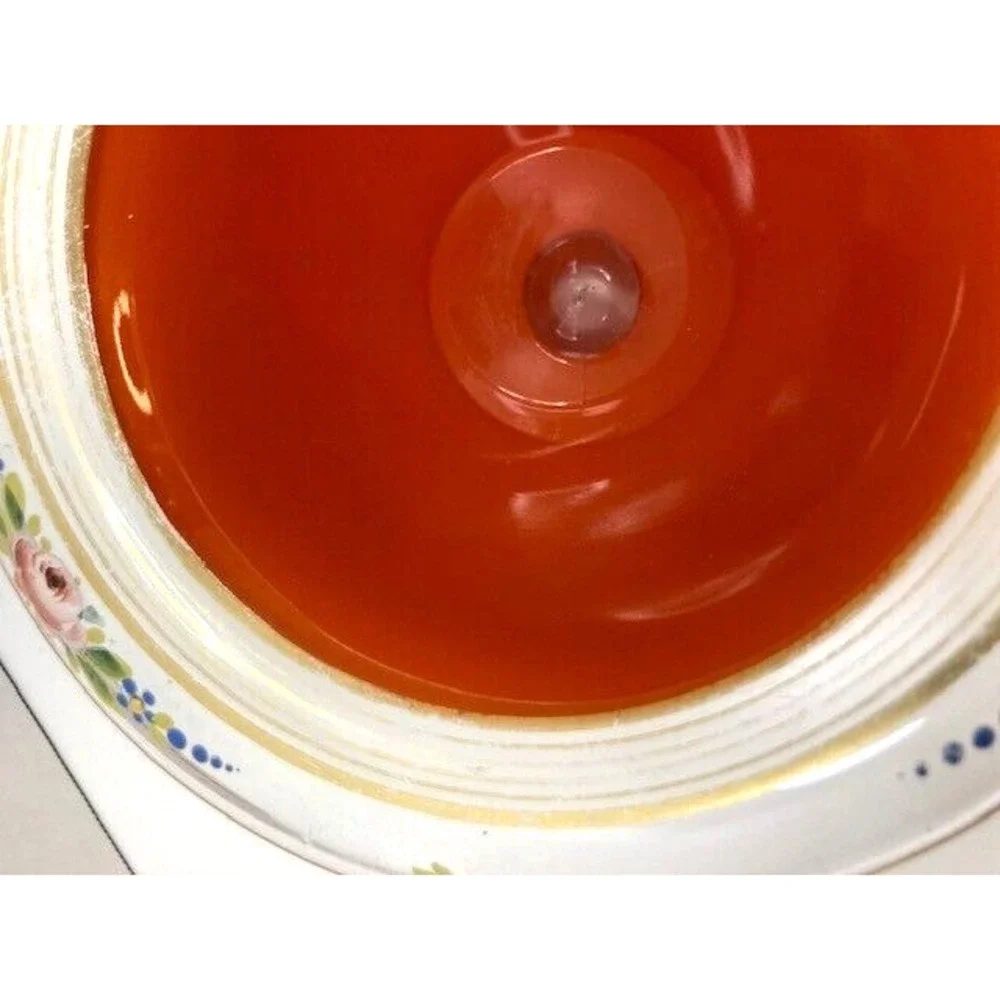 Rare Vtg Hand Painted Lancaster Marqurite Orange Flower Accent Glaze Bowl 1930‎